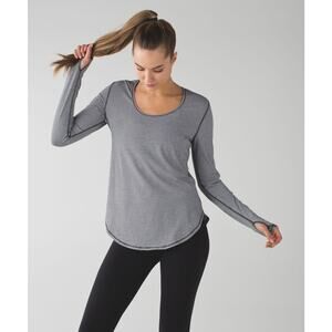 Lululemon Yogini Black White Stripe Long Sleeve Shirt Athleisure Women's size 12